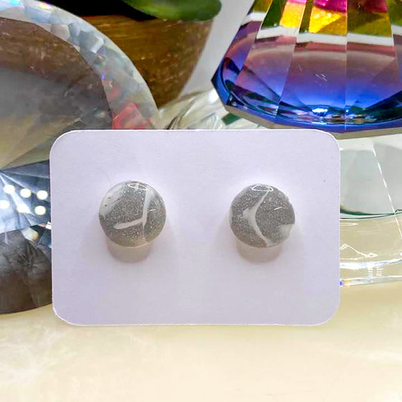 Pretty Me Jewellery - Daphne Marble Handmade Polymer Clay Stud Button Earrings | Venus Nail Art Supplies Australia