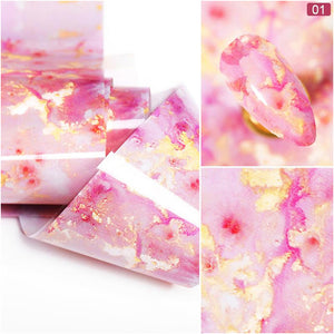 Nail Art Foil - Pink / Yellow Marble 48966-1 | Venus Nail Art Supplies Australia