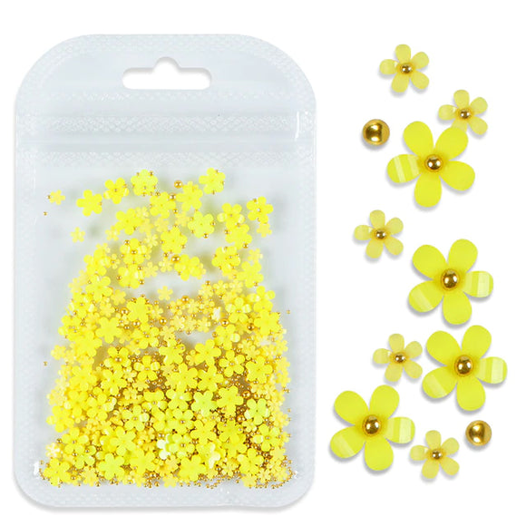 3D Flower Nail Art Charm Kit - Yellow/Gold | Venus Nail Art Supplies Australia