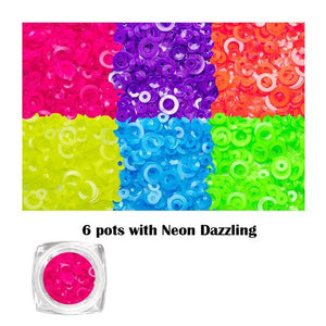 Nail Art Neon Glitter Rings | Venus Nail Art Supplies Australia