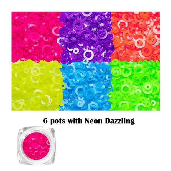 Nail Art Neon Glitter Rings | Venus Nail Art Supplies Australia