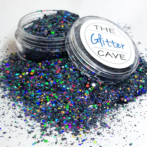 The Glitter Cave - Holographic Multi Nail Art Glitter - Charcoal | Venus Nail Art Supplies Australia