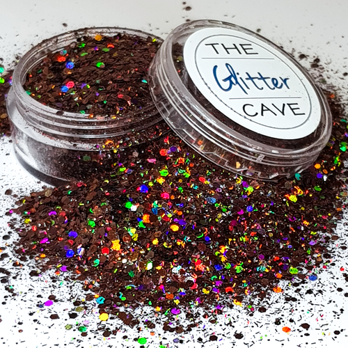 The Glitter Cave - Holographic Multi Nail Art Glitter - Coffee | Venus Nail Art Supplies Australia