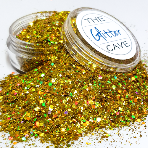 The Glitter Cave - Holographic Multi Nail Art Glitter - Gold | Venus Nail Art Supplies Australia