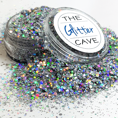 The Glitter Cave - Holographic Multi Nail Art Glitter - Platinum | Venus Nail Art Supplies Australia