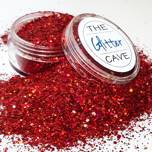 The Glitter Cave - Holographic Multi Nail Art Glitter - Red | Venus Nail Art Supplies Australia