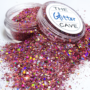 The Glitter Cave - Holographic Multi Nail Art Glitter - Rose | Venus Nail Art Supplies Australia