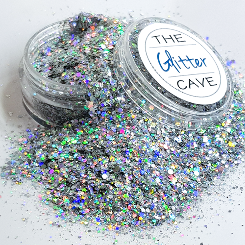 The Glitter Cave - Holographic Multi Nail Art Glitter - Silver | Venus Nail Art Supplies Australia