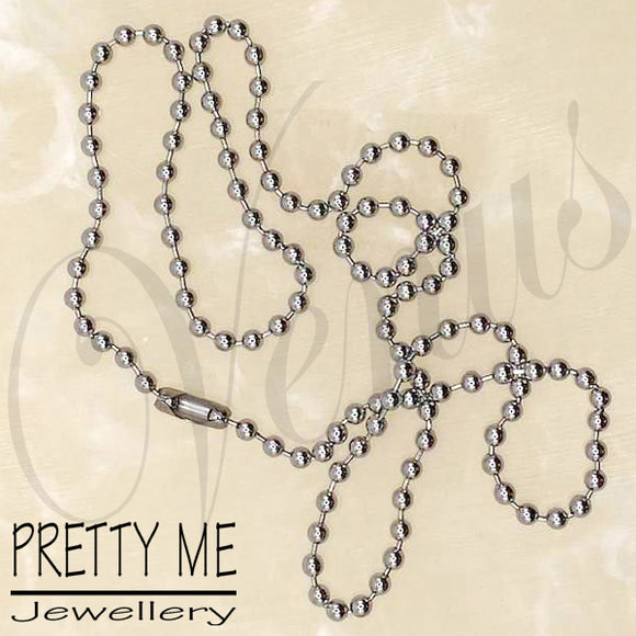Pretty Me Jewellery: 60cm Chrome Plated Stainless Steel 3.2mm Ball Chain Necklace - Venus Nail Art Supplies Australia