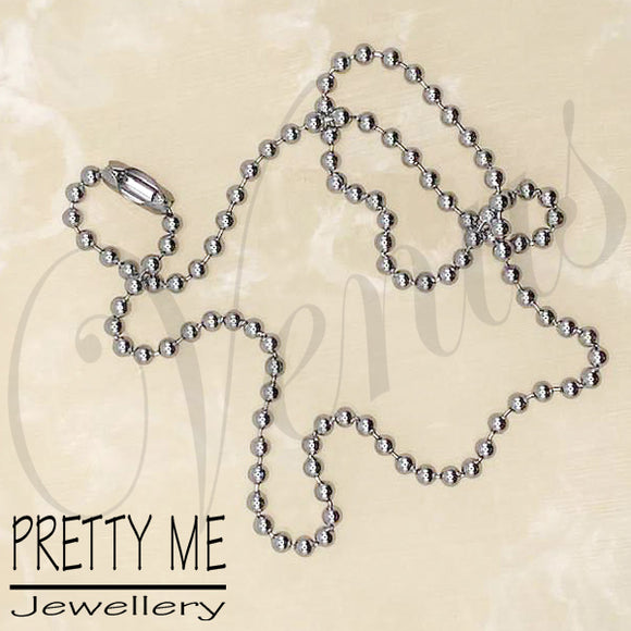 Pretty Me Jewellery: 50cm Chrome Plated Stainless Steel 3.6mm Ball Chain Necklace - Venus Nail Art Supplies Australia