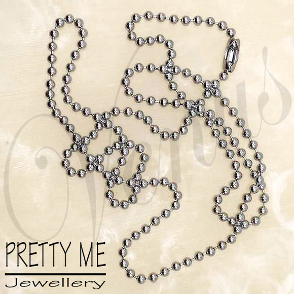 Pretty Me Jewellery: 80cm Chrome Plated Stainless Steel 3.6mm Ball ChainNecklace - Venus Nail Art Supplies Australia
