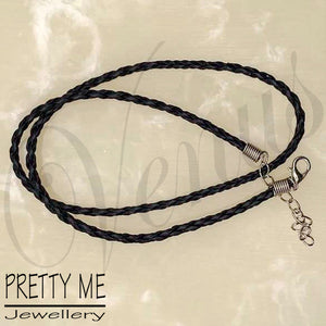 Pretty Me Jewellery: 45cm Plaited Necklace with Extension Chain - Black - Venus Nail Art Supplies Australia