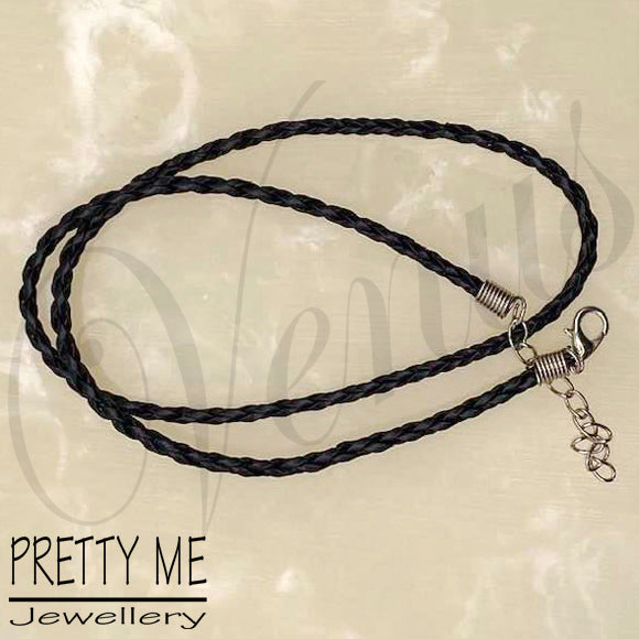 Pretty Me Jewellery: 45cm Plaited Necklace with Extension Chain - Black - Venus Nail Art Supplies Australia