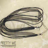 Pretty Me Jewellery: 45cm 4 Strand Twine & Ribbon Necklace with Extension Chain  - Black - Venus Nail Art Supplies Australia
