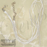 Pretty Me Jewellery: 45cm 4 Strand Twine & Ribbon Necklace with Extension Chain - White - Venus Nail Art Supplies Australia