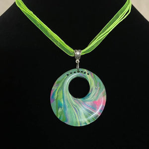 Reversible Wave Design Pendant with hole decoration - Cecelia Vada Handcrafted Jewellery & Gifts - Venus Nail Art Supplies Australia