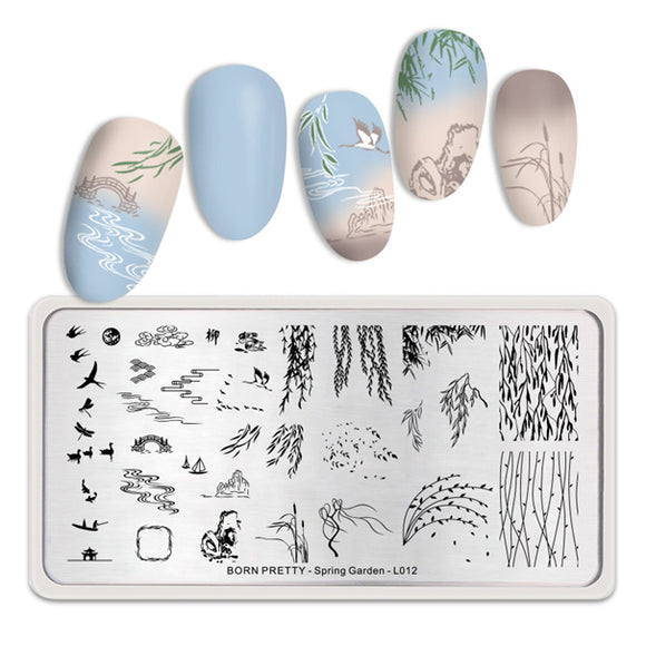 BORN PRETTY Nail Art Stamping Plate - SPRING GARDEN L012 | Venus Nail Art Supplies Australia