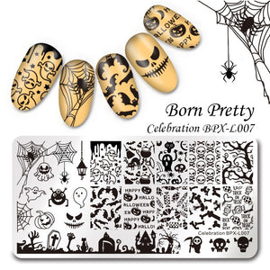 BORN PRETTY  Nail Art Stamping Plate - Celebration BPX-L007 HalloweenBLINGline Australia - SMILLA Cateye Gel - Venus Nail Art Supplies Australia