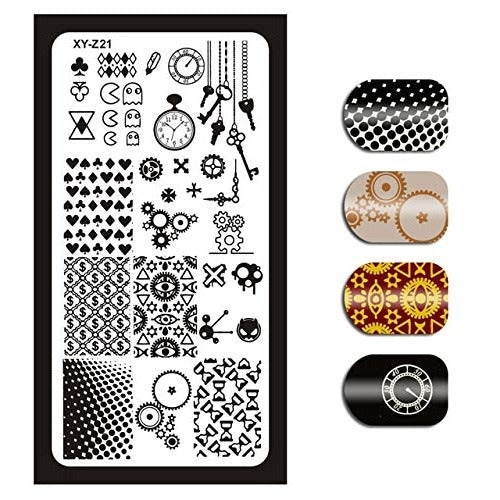 Nail Art Stamping Plate XY-Z21 Gears In Time - Venus Nail Art Supplies Australia