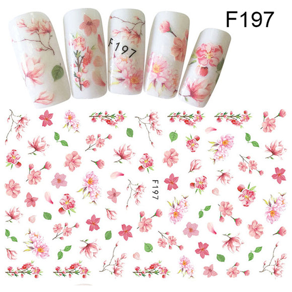 Nail Art Stickers - Pink Flowers F197 | Venus Nail Art Supplies Australia
