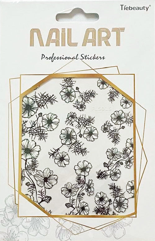 Nail Art Stickers - Black & White Flowers 5015 | Venus Nail Art Supplies Australia