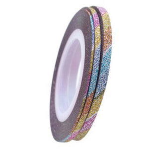 Glitter Nail Art Striping Tape - MULTICOLOUR RAINBOW | Venus Nail Art Supplies Australia