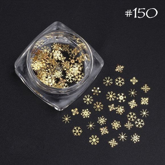 Thin Metallic Gold Small Snowflakes | Venus Nail Art Supplies Australia