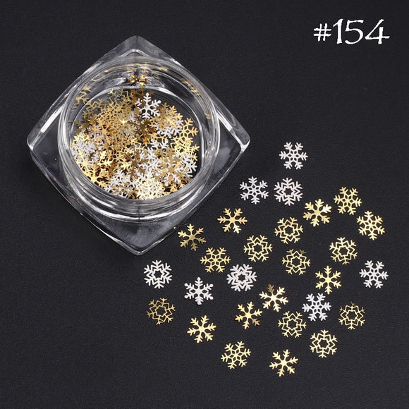 Thin Metallic Gold / White Snowflakes | Venus Nail Art Supplies Australia