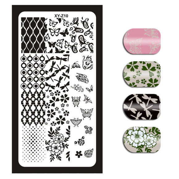 #XY-Z10 Stamping Plate - BUTTERFLIES DRAGONFLIES & PATTERNS | Venus Nail Art Supplies Australia